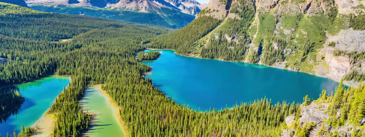 Alpine lake in British Columbia viewed from the air